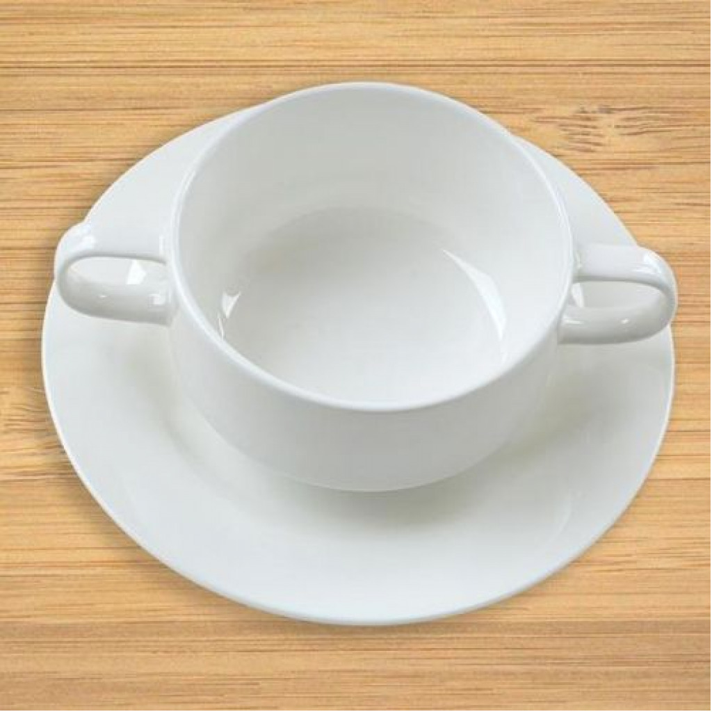 6 Pieces Of Ceramic Soup Cup Bowls With 6 Saucers-White