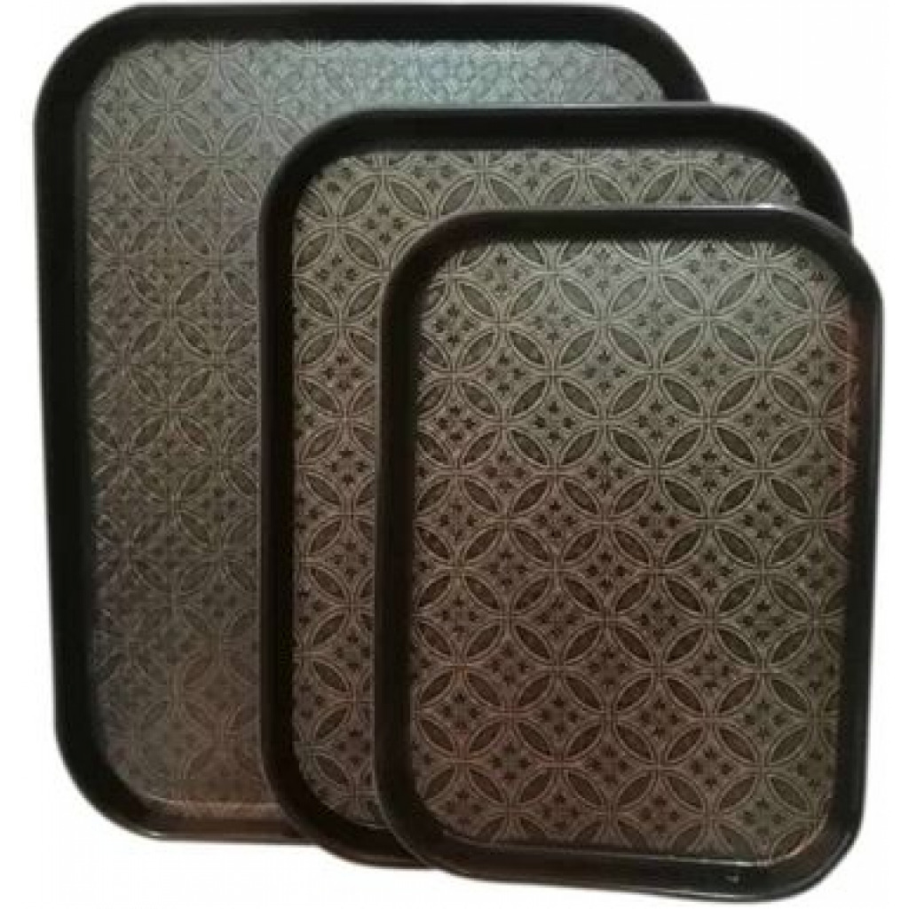 3 Pieces Of Rubber Non-slip Serving Trays Platters, Black Serving Trays TilyExpress 3