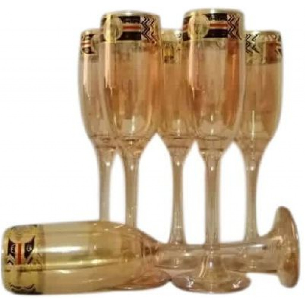 Gold Lead-free Juice, Champagne Wine Glasses- 6 Pieces,Brown Bar Cocktail & Wine Glasses TilyExpress 5