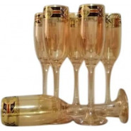 Gold Lead-free Juice, Champagne Wine Glasses- 6 Pieces,Brown Bar Cocktail & Wine Glasses