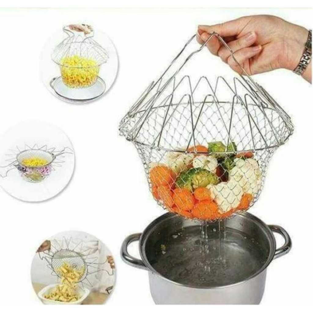 Foldable Multi-Purpose Chef Basket - Silver