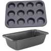 Bread Baking Pan And Cupcake Baking Tray Set - Black