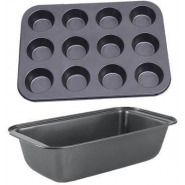 Bread Baking Pan And Cupcake Baking Tray Set – Black Baking & Cookie Sheets TilyExpress