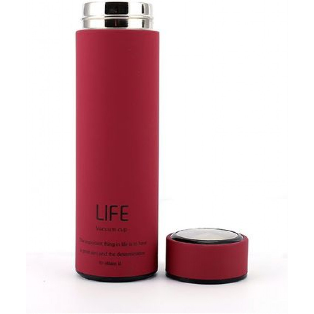 Life Stainless Steel Tea Water Coffee Flask Vacuum Bottle, 450ml - Red