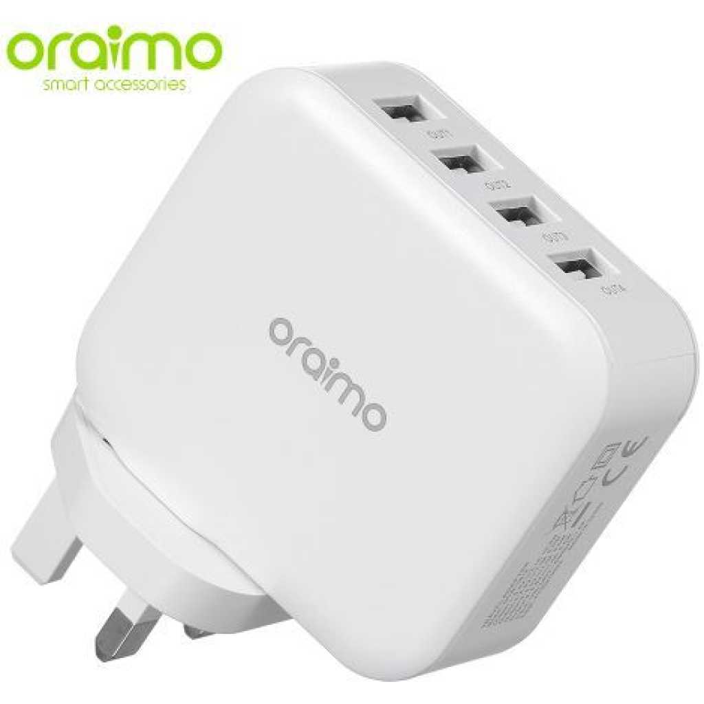 Oraimo Phone Charger Fast Charger UK Dual USB OCW-U81F White