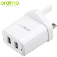 Oraimo Phone Charger UK Dual USB OCW-U63D White