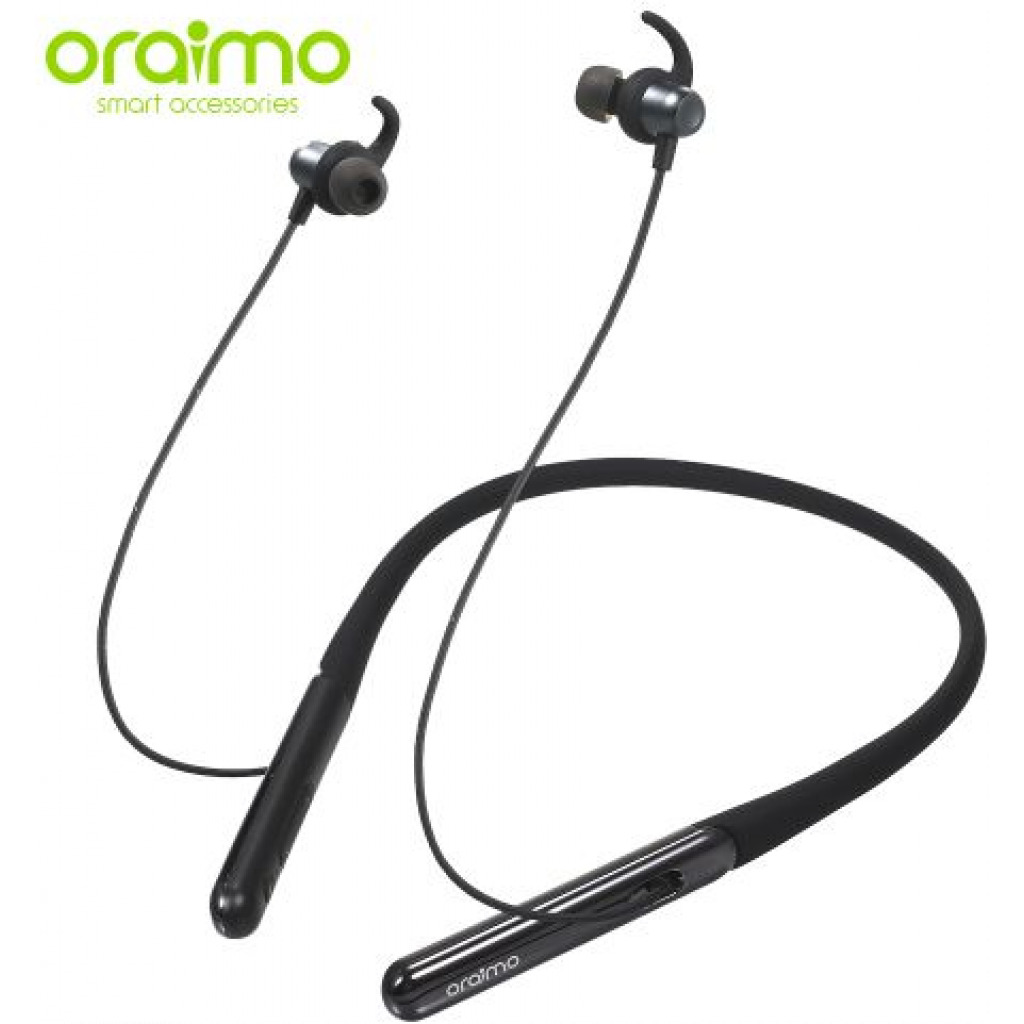 Oraimo Wireless Headsets, Necklace 3 Lite Neckband BT 5.0 Wireless Earphone - Black