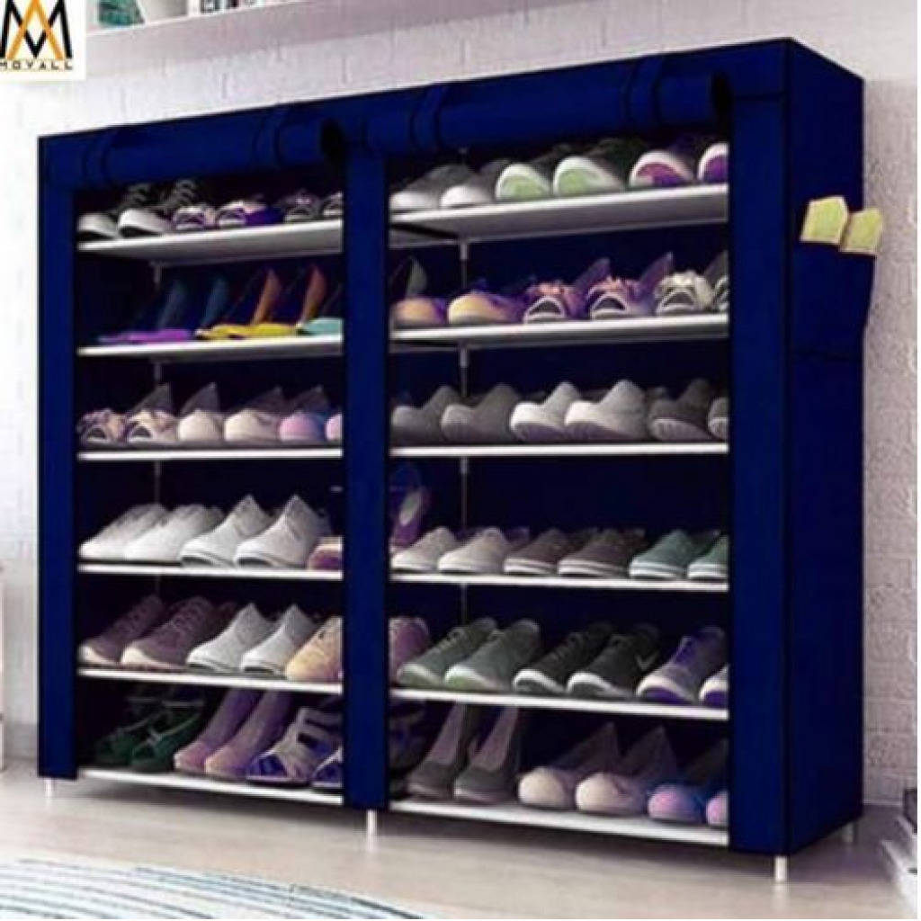 12 Layer Foldable & Collapsible Shoe Rack Metal Collapsible Shoe Stand (Blue, 12 Shelves, DIY(Do-It-Yourself))