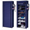 Multipurpose Portable Folding Shoes Rack 9 Tiers Multi-Purpose Shoe Storage Organizer Cabinet Tower with Iron and Nonwoven Fabric with Zippered Dustproof Cover Color Navy Blue Shoe Organizers TilyExpress