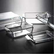 3 Piece Rectangle Glass Bakeware Dishes Microwave Oven Bowls With Lids - Colorless