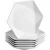 6 Pieces Of Hexagonal Plain Design Dinner Plates -White.