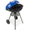 Portable Metal Kettle Trolley Barbecue Wood Charcoal Grill, Blue