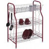 3 Tier Stainless Steel Dish Drainer Storage Rack, Red