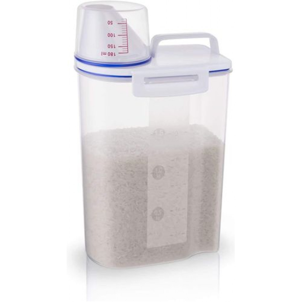 2 Litre Plastic Food Storage Rice Cereal Container Bin, White Food Savers & Storage Containers TilyExpress