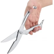 Professional Steel Poultry Kitchen Scissors For Chicken, Meat, BBQ-Silver.