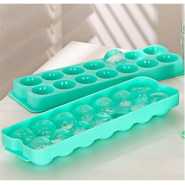 2 Piece, 14 Grid Round Ice Cube Tray Mould Ice Ball Maker-Green