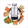 Electric Meat Vegetable Barbecue Kebab Machine Maker - 6 Forks, Silver