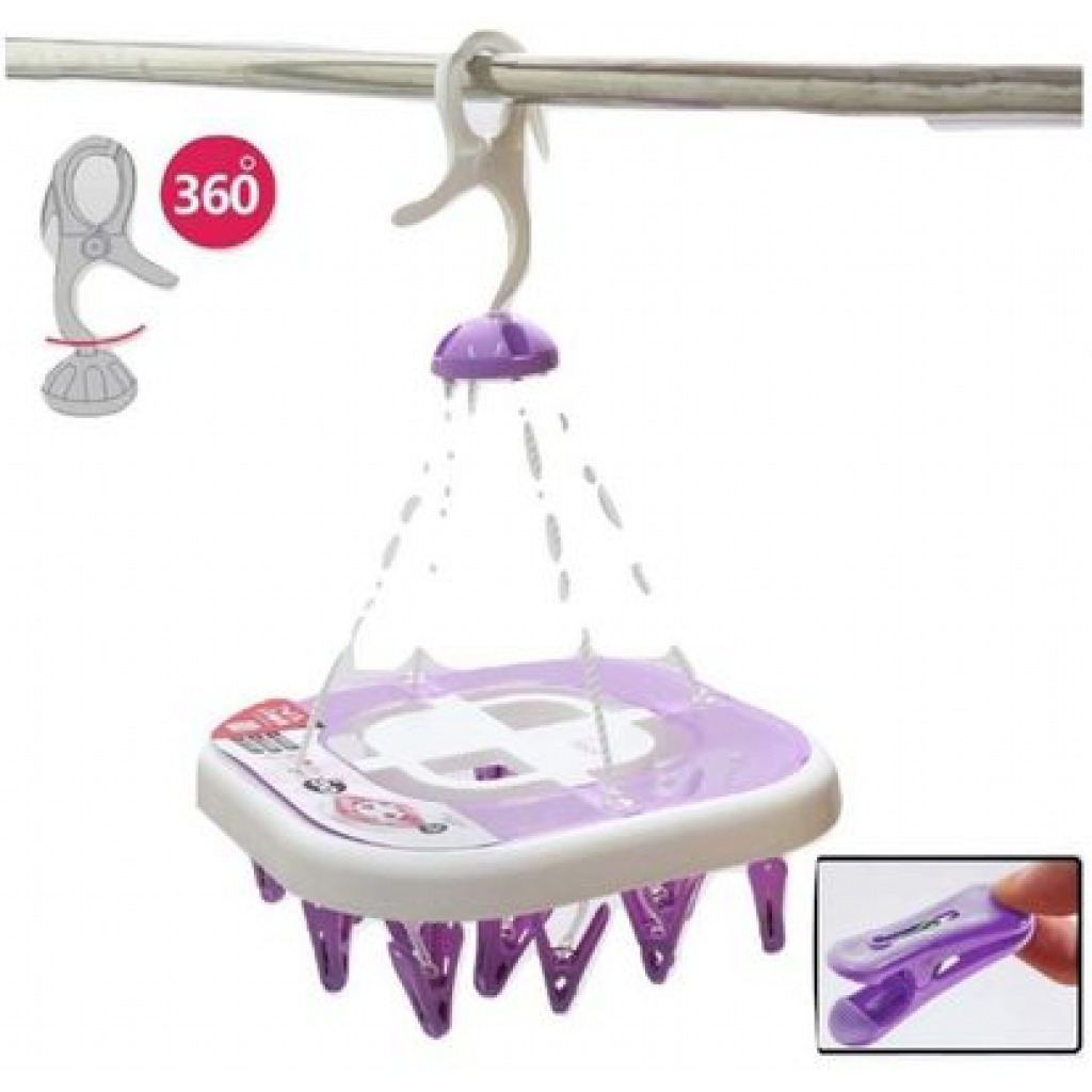 20 Clips Laundry Clothes Hanger Socks Underwear Drying Rack -Purple. Clothes Hangers TilyExpress