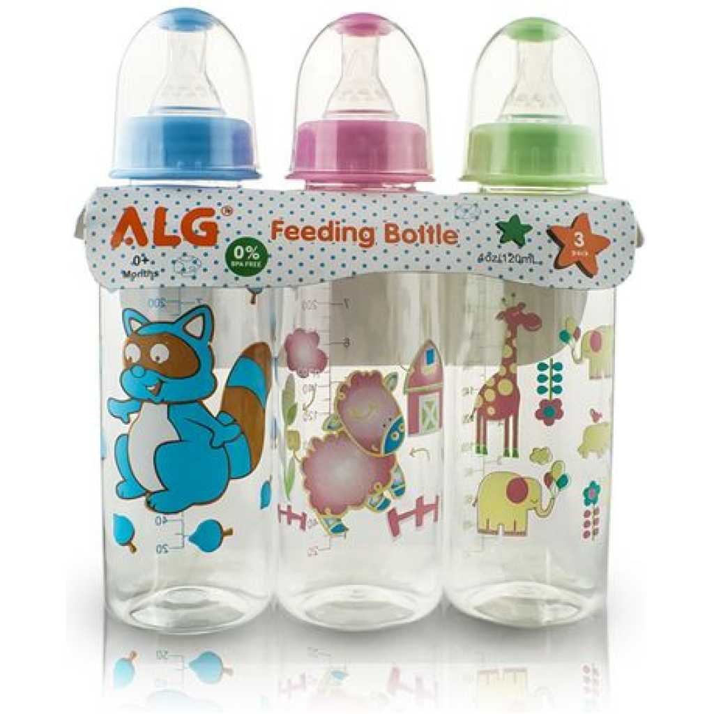 Set of 3 Milk Baby feeding Bottle 240 ml-Multi-Colours