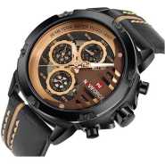 Naviforce Leather Strapped Chronograph Watch - Black