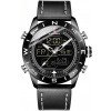 Naviforce Leather Strapped Digital And Analog Watch - Black