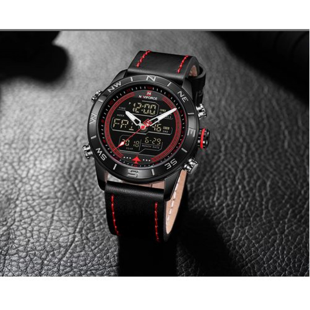Naviforce Waterproof Dual Men's Watch - Black, Red