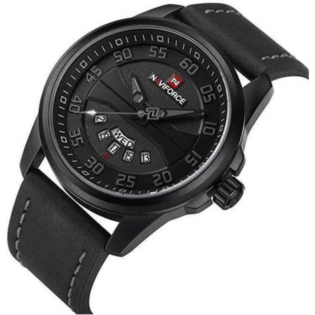 Naviforce Analog And Dated Waterproof Watch - Black