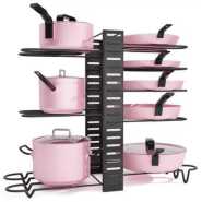 Kitchen Pots And Saucepans Rack Holder Storage Organizer - Black