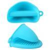 2 Piece Silicone Oven Mitts, Pot Cooking Finger Heat Resistant Gloves-Blue