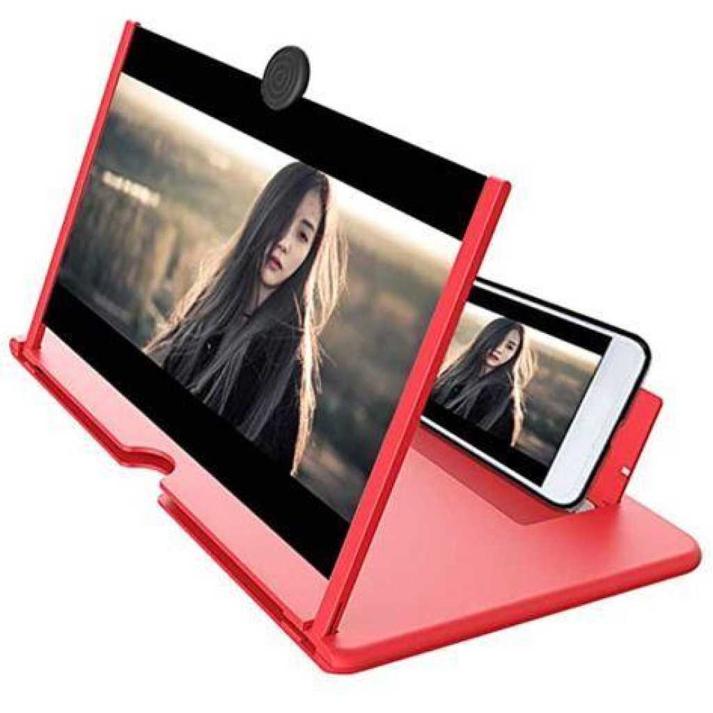 Mobile Phone Screen Magnifier, Amplifier with Holder Stand, Red