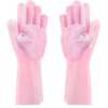 1 Pair Of Bathroom And Kitchen Silicone Cleaning Hand Gloves -Pink