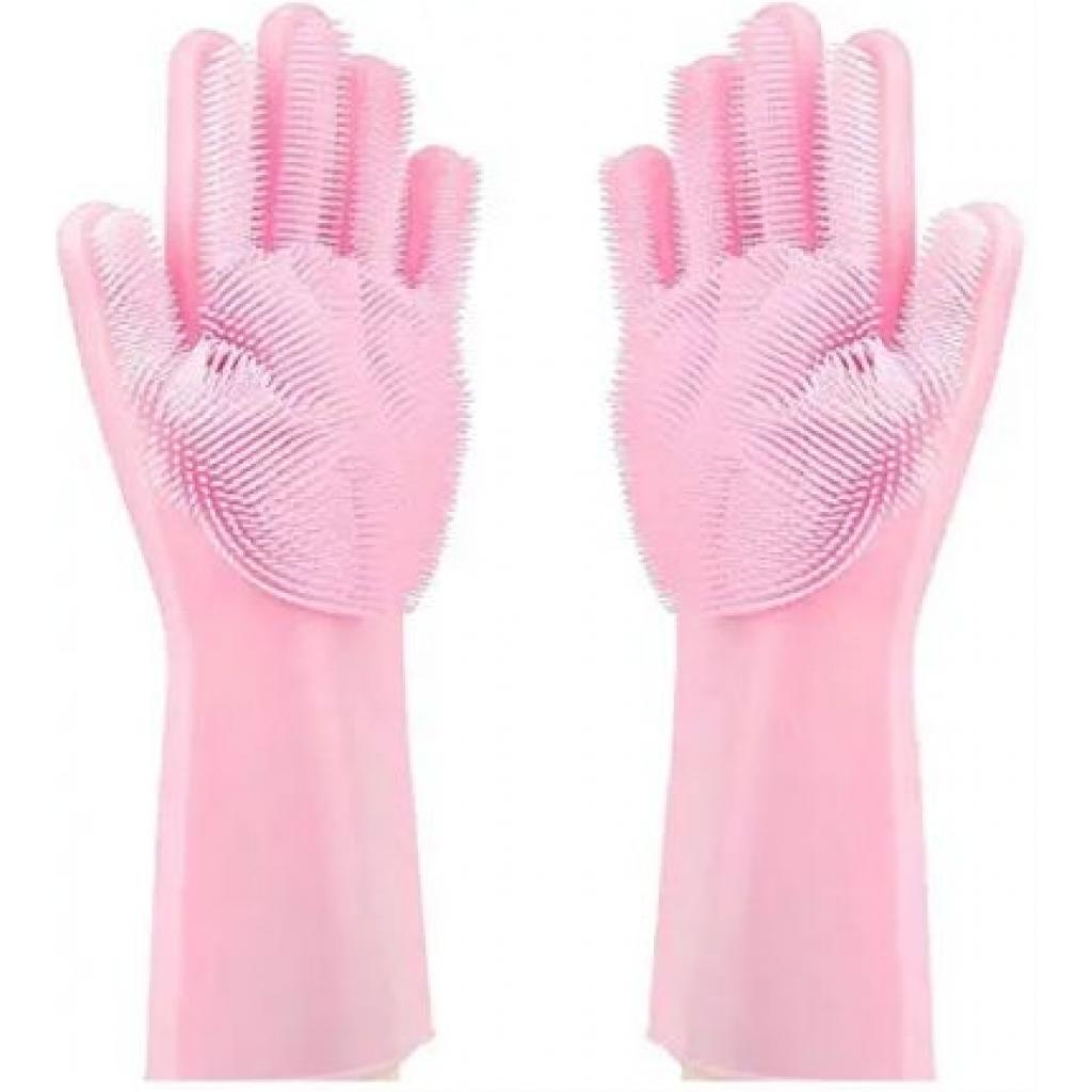 1 Pair Of Bathroom And Kitchen Silicone Cleaning Hand Gloves -Pink Gloves TilyExpress 4