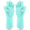 1 Pair Of Bathroom And Kitchen Silicone Cleaning Hand Gloves -Green