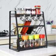 3-Tier Kitchen Spice Rack Condiment Storage Seasoning Pantry Organizer -Black