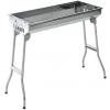 Portable Folding Stainless Steel Charcoal Barbecue Grill Smoker, Silver