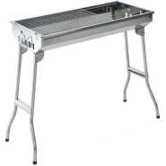 Portable Folding Stainless Steel Charcoal Barbecue Grill Smoker, Silver