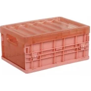 30*22*41cm Plastic Storage Container Basket Stack Foldable Organizer Box -Pink