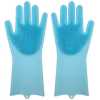 1 Pair Of Bathroom And Kitchen Silicone Cleaning Hand Gloves -Blue