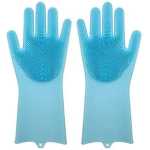 1 Pair Of Bathroom And Kitchen Silicone Cleaning Hand Gloves -Blue