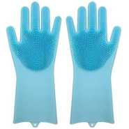 1 Pair Of Bathroom And Kitchen Silicone Cleaning Hand Gloves -Blue