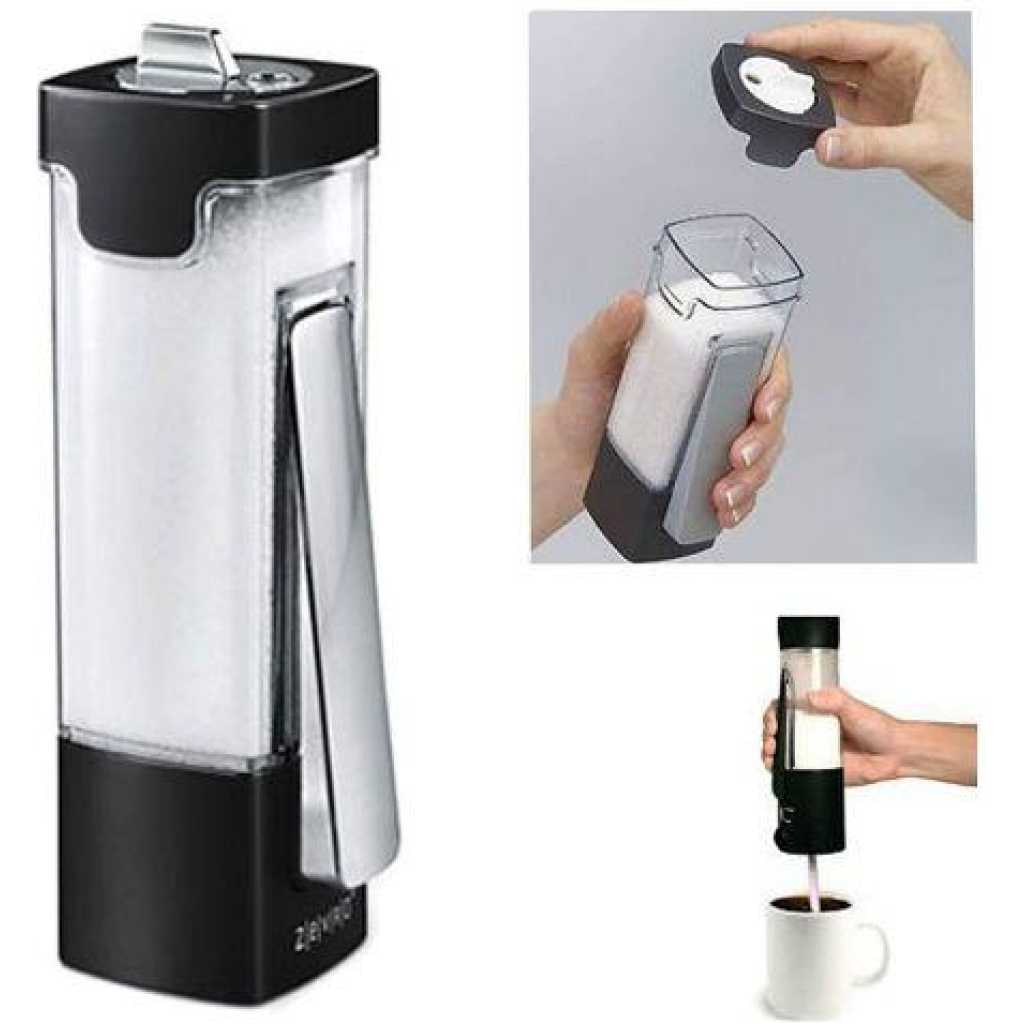 Portion Pro Kitchen Table Dash Salt Sugar Spice Spoon Dispenser -Black