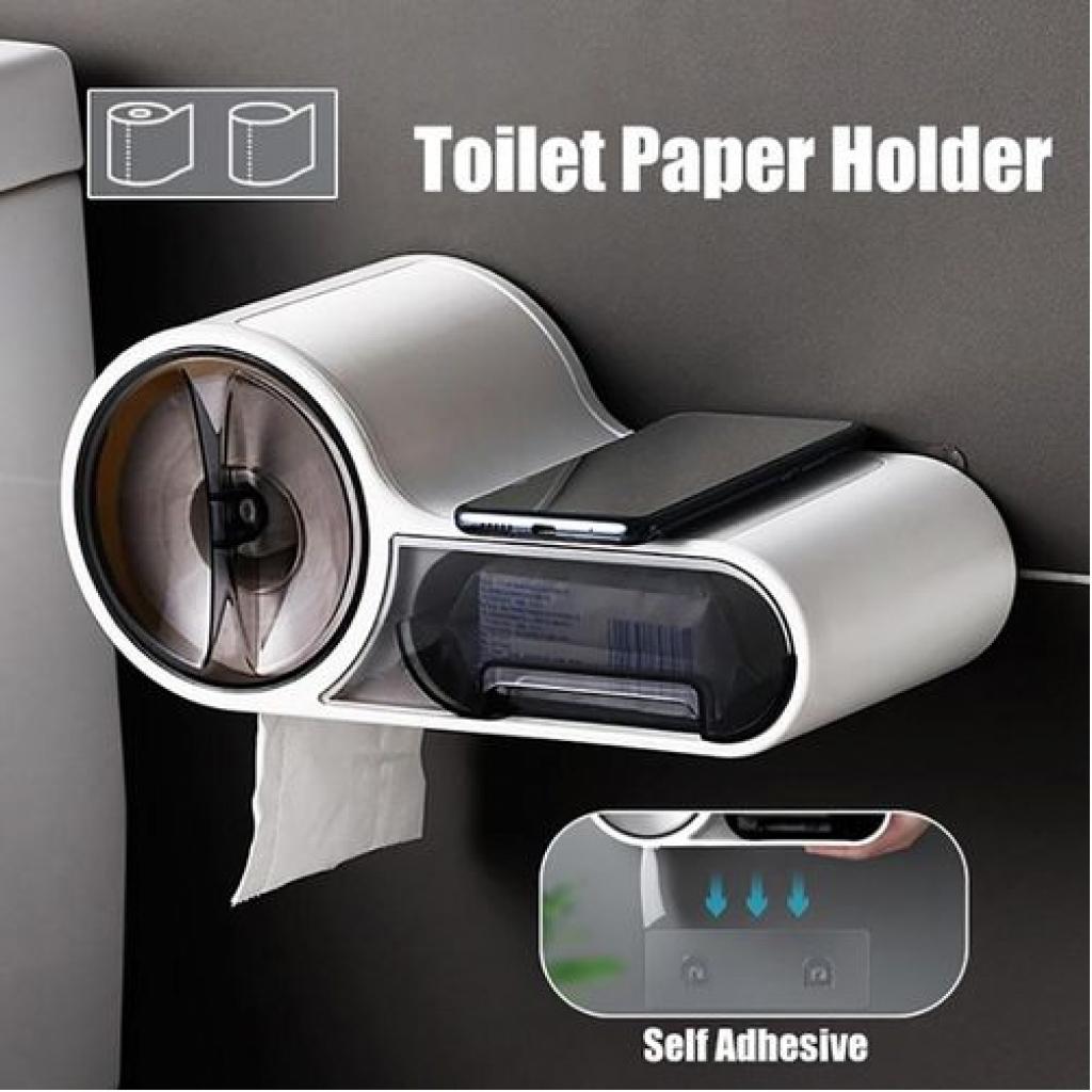 Wall-Mounted Toilet Paper Holder Storage Bathroom Stand Organizer -White Toilet Paper Holders TilyExpress