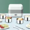 Portable Electric Lunch Box Heating Food Steamer Container, White