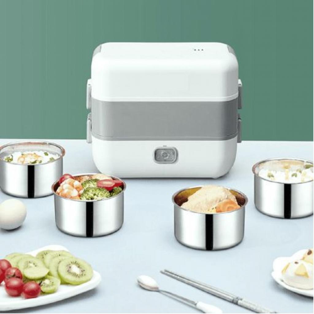 Portable Electric Lunch Box Heating Food Steamer Container, White Lunch Boxes TilyExpress 3