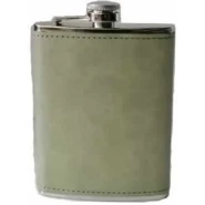 Jack Daniels 9 Oz Stainless Steel Leather Whisky Hip Flask, Pocket Bottle Storage Grey