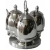 3 Piece Stainless steel Spice Sugar Bowl Canister Storage Tins-Silver