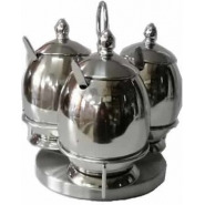 3 Piece Stainless steel Spice Sugar Bowl Canister Storage Tins-Silver Spice Racks TilyExpress 2