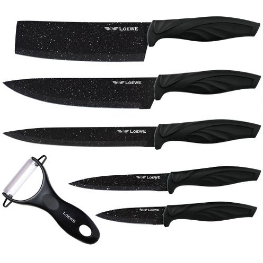 Loewe 6 Pieces Of Kitchen Non-Stick Coating Knife Set -Black Cutlery & Knife Accessories TilyExpress 3