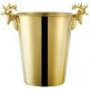 3L Champagne Wine Ice Bucket Stainless Steel With Deer Head Handles -Gold