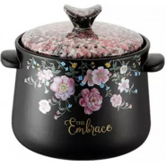 Sonifer 5L Stockpot Dish Casserole Clay Ceramic Earthen Cooking Pot Pan SF-1104 -Black